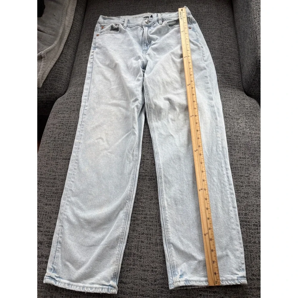 American Eagle Womens Light Wash High Rise Wide‎ Leg Baggy Denim Jeans 30x26